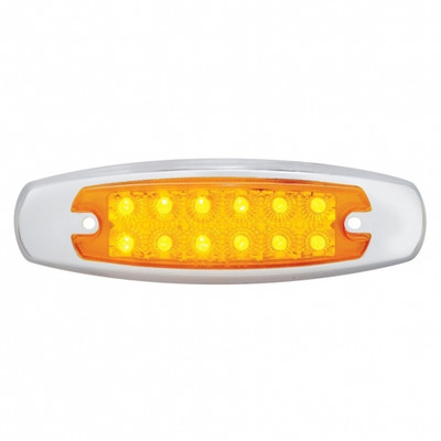 12 LED Reflector Rectangular Light With Bezel (Clearance/Marker) - Amber LED/Amber Lens (Bulk)