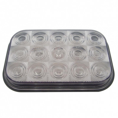 15 LED Rectangular Light (Stop, Turn & Tail) - Red LED/Clear Lens (Bulk)