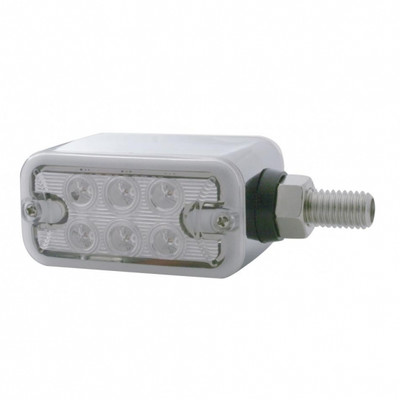 6 LED Dual Function Straight Mount Double Face Light Without Bezel - Amber & Red LED/Clear Lens