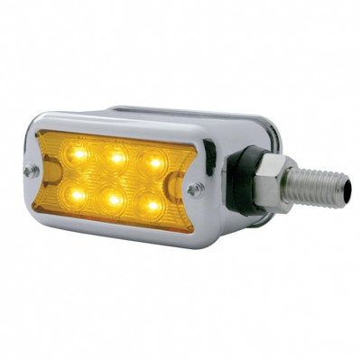 6 LED Dual Function Straight Mount Double Face Light With Bezel - Amber & Red LED/Amber & Red Lens