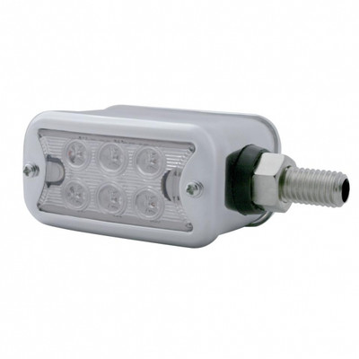 6 LED Dual Function Straight Mount Double Face Light With Bezel - Amber & Red LED/Clear Lens