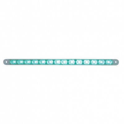 14 LED 12" Auxiliary Strip Light - Green LED/Clear Lens (Bulk)