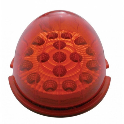17 LED Watermelon Clear Reflector Flush Mount Kit With Low Profile Bezel - Red LED/Red Lens