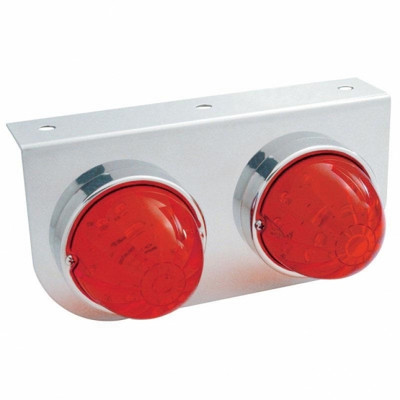 Stainless Light Bracket With Two 17 LED Dual Function Watermelon Lights - Red LED/Red Lens