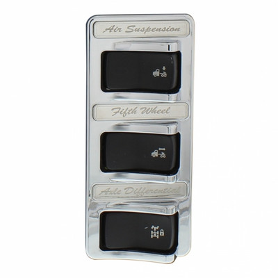 Chrome 3-Rocker Switch Cover For Peterbilt 579 (2013-2019) & 567 (2014-2018)- 3 Switches