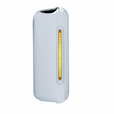 Mirror Cover With 19 LED 12" Reflector Light Bar For 2005+ Freightliner  (Passenger) - Amber LED/Amber Lens