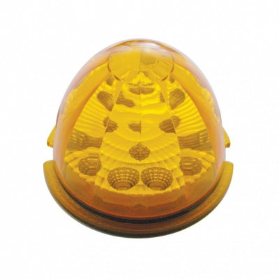 Fog Light Cover With Amber LED Reflector Watermelon Light & Visor For 2007-17 KW T660- Driver -Amber Lens