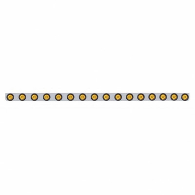 79-1/2" Stainless Bumper Light Bracket With Sixteen 9 LED 2" Light & Grommets - Amber LED/Amber Lens