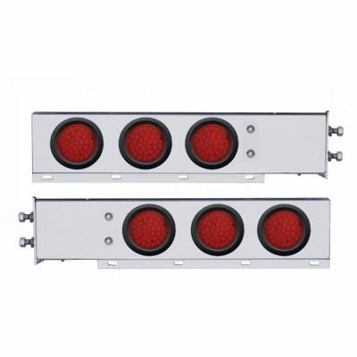 2-1/2" Bolt Pattern Chrome Spring Loaded Bar W/6X 36 LED 4" Lights -Red LED & Lens (Pair)