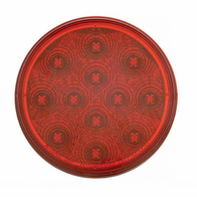 Stainless Top Mud Flap Plate With Three 12 LED 4" Lights & Grommets - Red LED/Red Lens