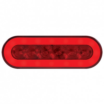 3-3/4" Bolt Pattern SS Spring Loaded Bar With 6X 22 Red LED 6" Oval GloLight & Visor -Red Lens