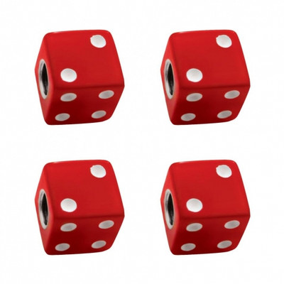 Red Dice Valve Caps With White Dots (Set of 4)