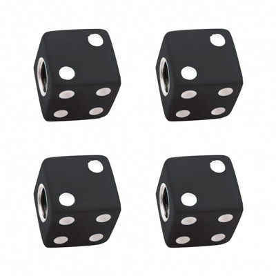 Black Dice Valve Caps With White Dots (Set of 4)
