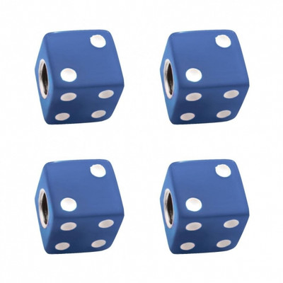 Blue Dice Valve Caps With White Dots (Set of 4)