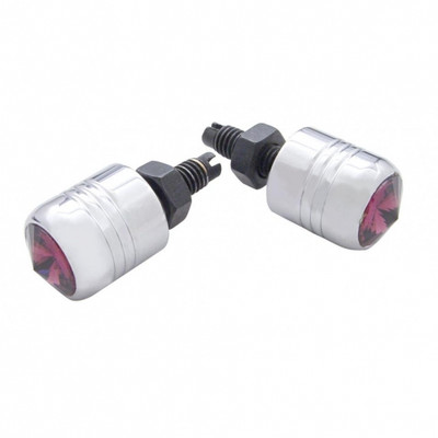 Chrome Aluminum License Plate Fastener With Purple Diamond (2 Pack)