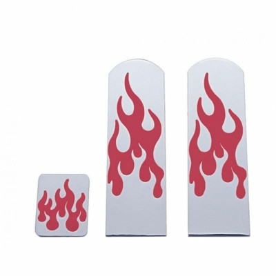Peterbilt Chrome Flame Pedal Set - Red Insert