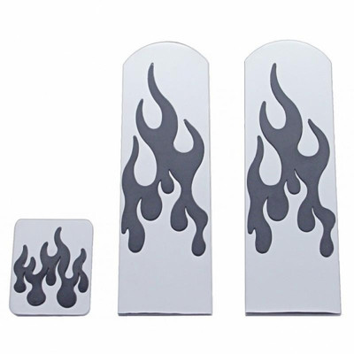 Peterbilt Flame Brushed Aluminum Pedal Set - Black Insert