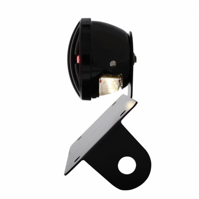 Motorcycle LED "Bobber" Style Horizontal Tail Light With Black Grille Bezel-Red Lens