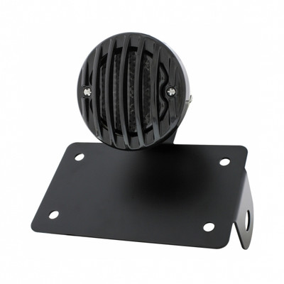 Motorcycle LED "Bobber" Style Horizontal Tail Light With Black Grille Bezel-Smoke Lens