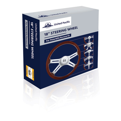 18" Boss Style Wood Steering Wheel With Hub & Horn Button Kit For Peterbilt (2006+) & Kenworth (2003+)