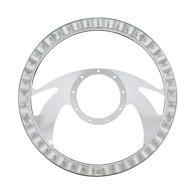 14" Chrome Aluminum Scorpion Style Steering Wheel With Black Engineered Leather Grip