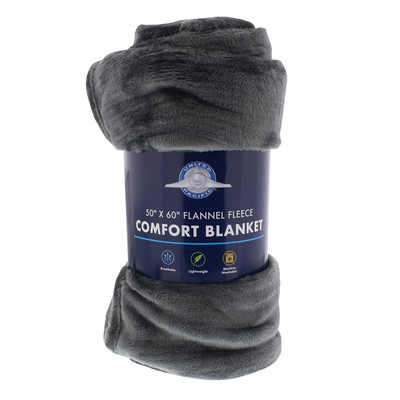 50" X 60" Flannel Fleece Comfort Blanket - Ash Black