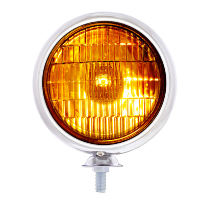 12V Vintage Chrome Fog Light, Amber Lens