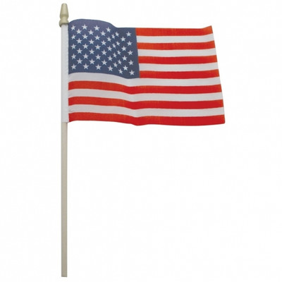 U.S.A. Flag With Wooden Post