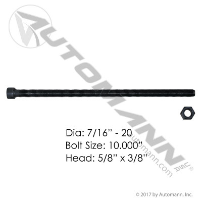 FT Center Bolt 7/16in X 10in with nut