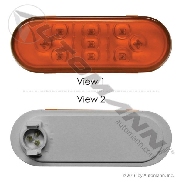 P/T LED 6in Oval Amber Male 3 Pin