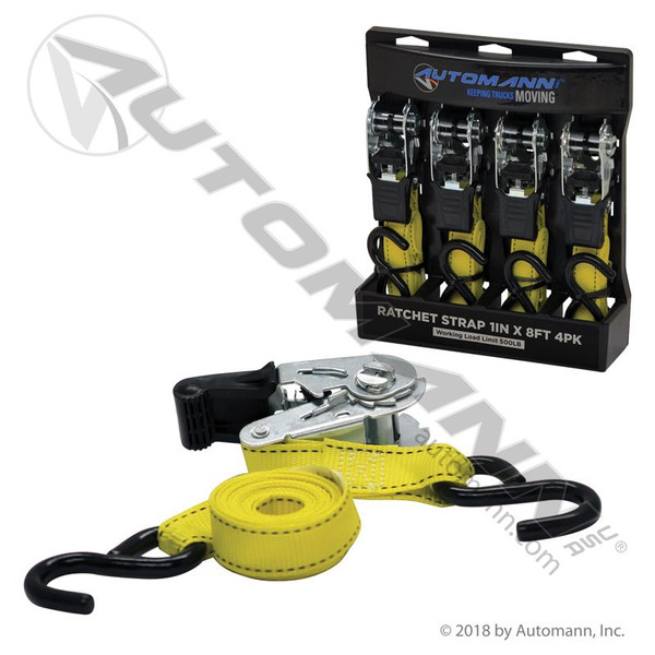 Ratchet Strap 1in X 8ft 4pk