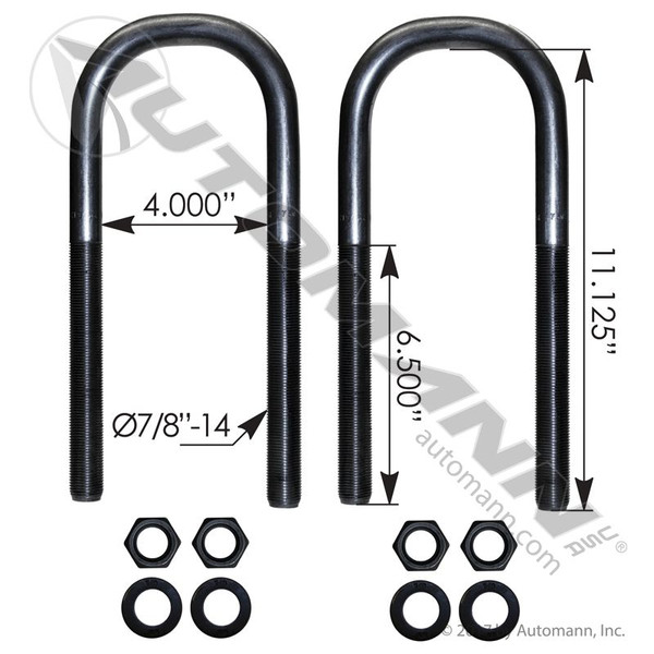 U Bolt Kit 7/8in X 4in X 11-1/8in