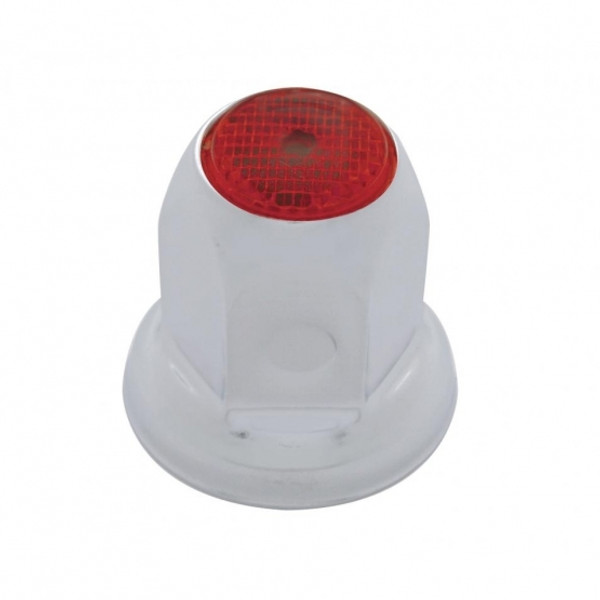 33mm X 2" Chrome Steel Reflector Nut Cover With Flange - Red