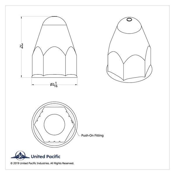 1-1/2" X 2-3/4" Chrome Plastic Bullet Nut Covers - Push-On (Color Box of 20)