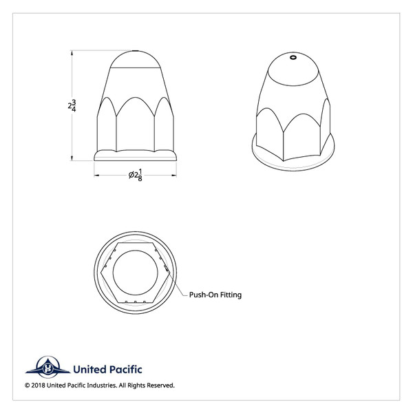 1-1/2" X 2-3/4" Chrome Plastic Bullet Nut Covers With Flange - Push-On (Color Box of 20)