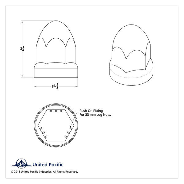 33mm X 2-3/4" Chrome Plastic Bullet Nut Cover With Flange - Push-On (Bulk)