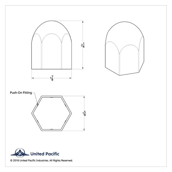 1-1/2" X 2-1/4" Chrome Plastic Standard Nut Cover - Push-On (Bulk)