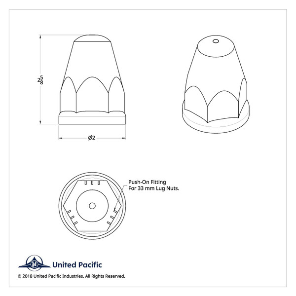 33mm X 2-5/8" Chrome Plastic Bullet Nut Covers With Flange - Push-On (Box of 20)