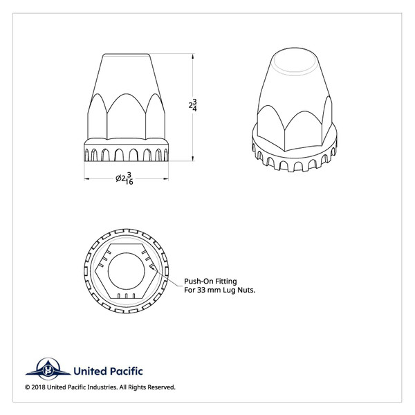 33mm X 2-3/4" Chrome Plastic Original Nut Covers - Push-On (60 Pack)
