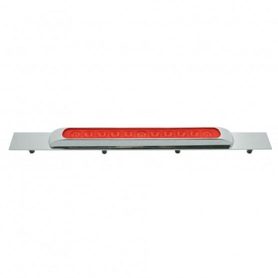 Chrome Top Mud Flap Plate With 11 LED 17" Light Bar & Bezel - Red LED/Red Lens