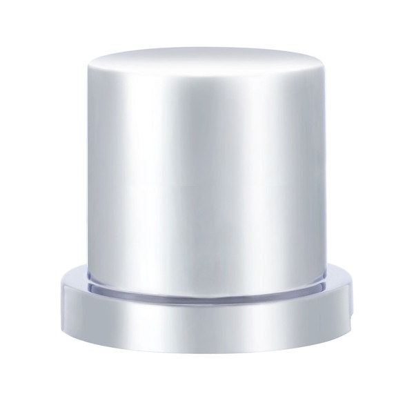 33mm X 2" Chrome Plastic Flat Top Nut Covers With Flange - Push-On (10 Pack)