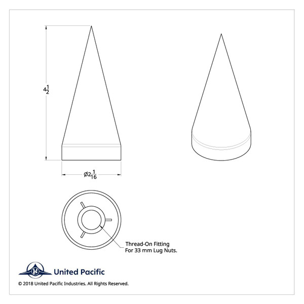 33mm x 4-1/2" Chrome Plastic X Spike Nut Covers - Thread-On (Box Of 10)