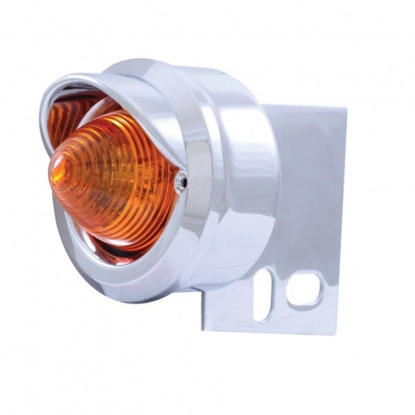 9 LED Beehive Mud Flap Hanger End Light With Visor - Amber LED/Amber Lens