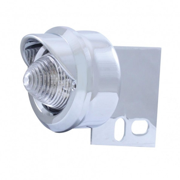 9 LED Beehive Mud Flap Hanger End Light With Visor - Amber LED/Clear Lens