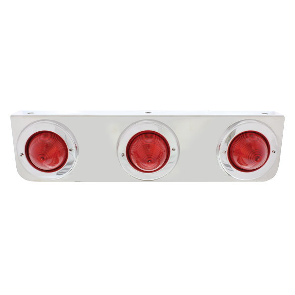 Stainless Steel Bracket With 3 Red Beehive Clearance Lights & Bezels