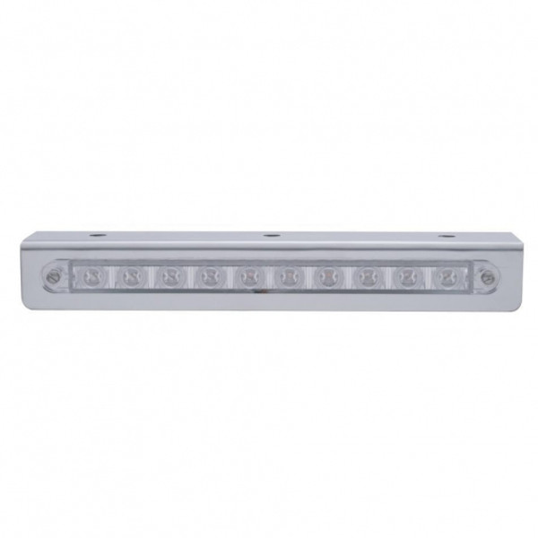 9 3/4" Stainless Light Bracket With 10 LED 9" Light Bar - Red LED/Clear Lens