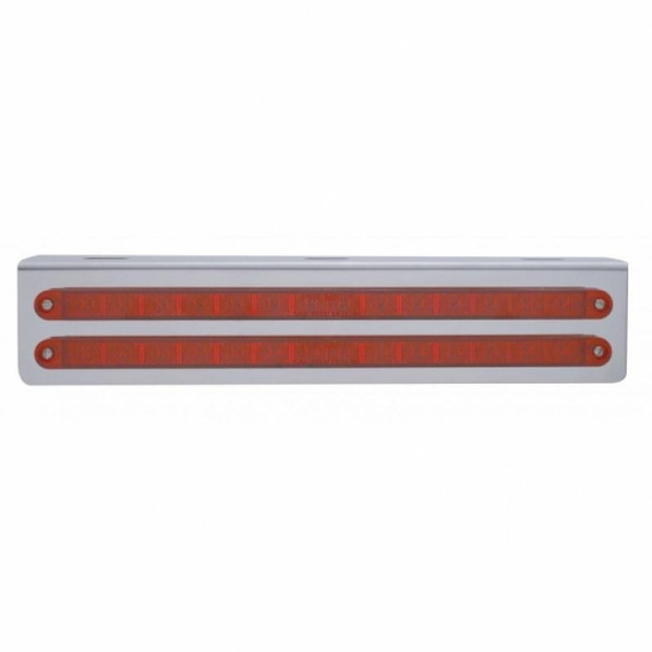 12-3/4" Stainless Light Bracket With Two 14 LED 12" Light Bars - Red LED/Red Lens
