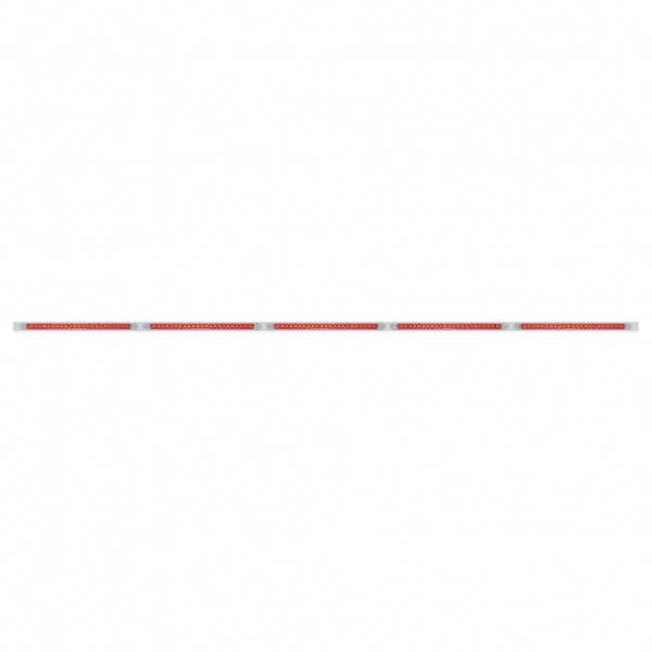 94" Stainless Light Bracket With Five 23 SMD LED 17-1/4" Light Bars & Bezels - Red LED/Red Lens