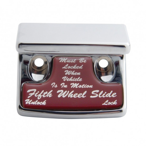 Chrome Plastic Fifth Wheel Switch Guard With Glossy Sticker For 1990-2010 Freightliner Classic- Red Sticker