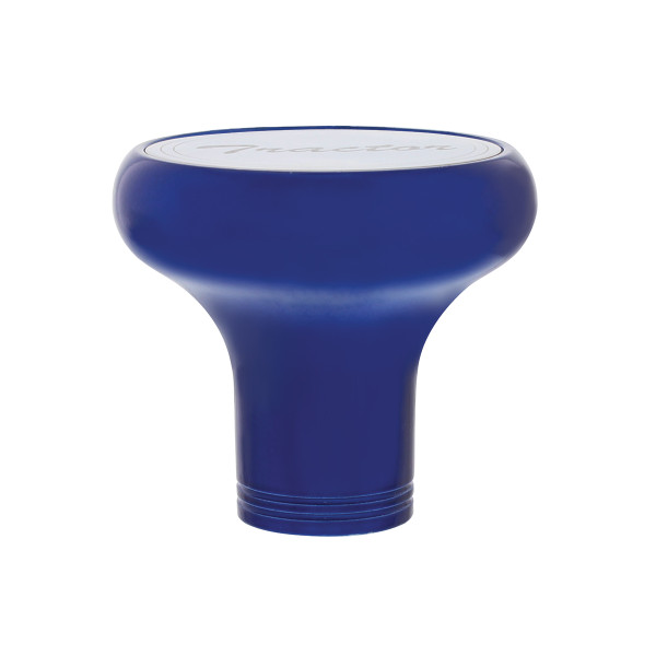 "Tractor" Deluxe Aluminum Screw-On Air Valve Knob With Stainless Plaque - Indigo Blue